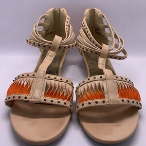 Rampage Cream and Orange Bohemian Sandals size 9 used condition